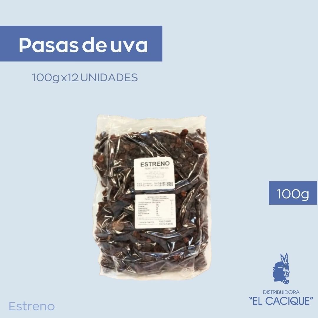 PASAS DE UVA ESTRENO S/SEMILLA 12 X 100 GRS.